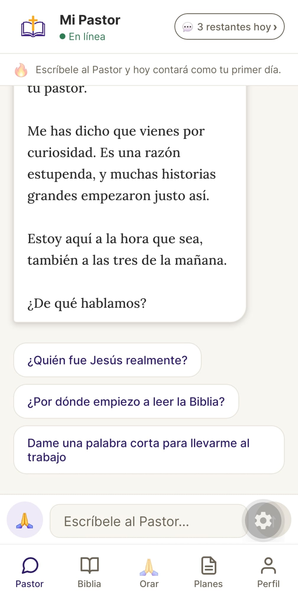 Bienvenida del Pastor con sugerencias de por dónde empezar.
